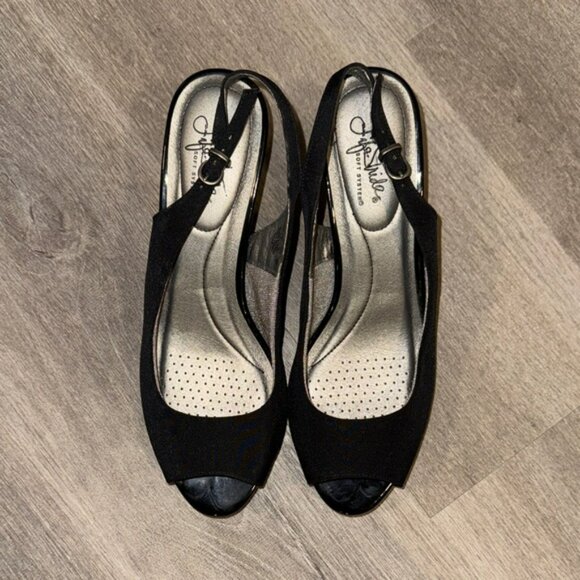 Life Stride Black Slingback Peep-Toe Heels - Picture 4 of 16